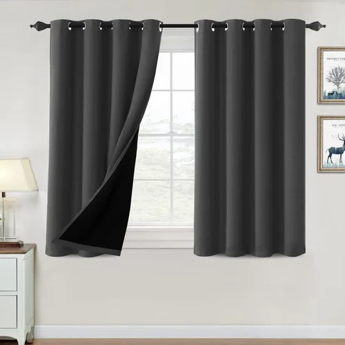 Vista 153 de H.VERSAILTEX Cortinas 100% de opacidad para dormitorio, con aislamiento térmico, cortinas opacas de 63 pulgadas de largo, cortinas de bloqueo