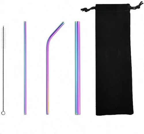 Vista 12 de 7 popotes de metal para beber con 2 cepillos de limpieza de 8.5 pulgadas, cuchara de barra reutilizable para café helado, bebida congelada, batidos