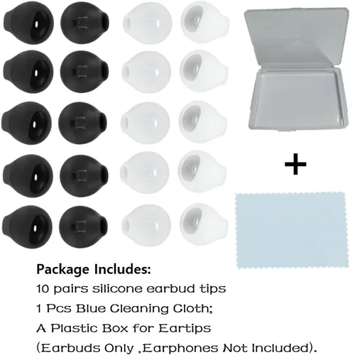 Vista 2 de Eartips - Puntas de repuesto de silicona suave compatibles con Samsung Galaxy Note 5/Note 7/s7/s6/s6 Edge/Level U, 10 pares, blanco y negro