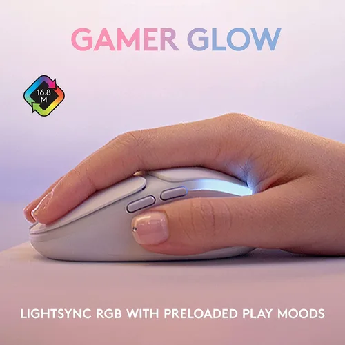Vista 4 de Logitech G Mouse inalámbrico para juegos 705 iluminación RGB LIGHTTSYNC personalizable velocidad de luz conectividad Bluetooth ligero PCMacLportátil
