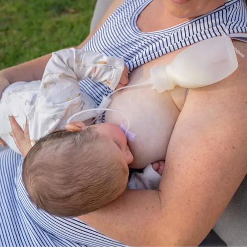 Vista 9 de Haakaa Juego de tubo de alimentación suplementario de silicona y bolsa – Kit de asistencia para lactancia materna para suministro bajo, soporte