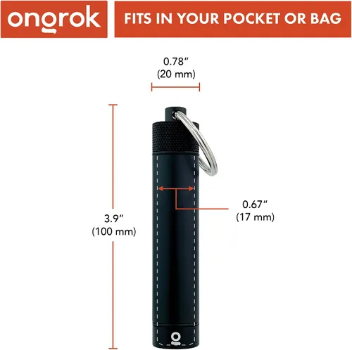Vista 3 de ONGROK Tubo de almacenamiento premium, llavero, tamaño de bolsillo, hermético, soporte de metal de aluminio y estuche, Negro, Grande, Moderno