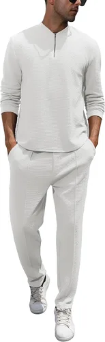 Vista 94 de FZNHQL Conjunto deportivo de moda para hombre, 2 piezas, casual, atlético, para correr, manga corta/larga, conjunto para hombre