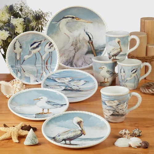 Vista 2 de Certified International Shorebirds - Platos de vajilla de 11 pulgadas, multicolor, grandes, juego de 4