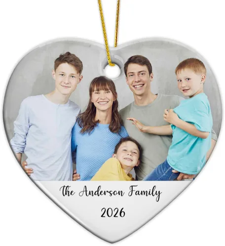 Vista 31 de Adorno de Navidad con foto personalizada 2025 para la familia, aniversario como el señor y la señora abuelos, carga cualquier imagen, cualquier foto