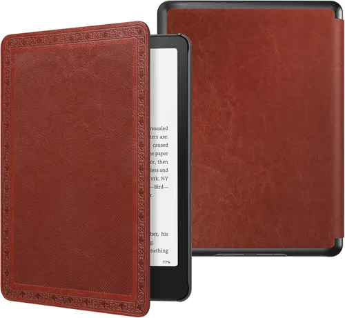 Vista 22 de MoKo Funda para Kindle Paperwhite de 7" 12ª generación 2024/Colorsoft, Pink Mármol de oro rosa claro