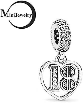 Vista 2 de Dijes de cumpleaños número 21, 30, 16, 18, 50, 60 aniversario, para pulseras Pandora Moments, regalo para esposa, mujeres, niñas, familia