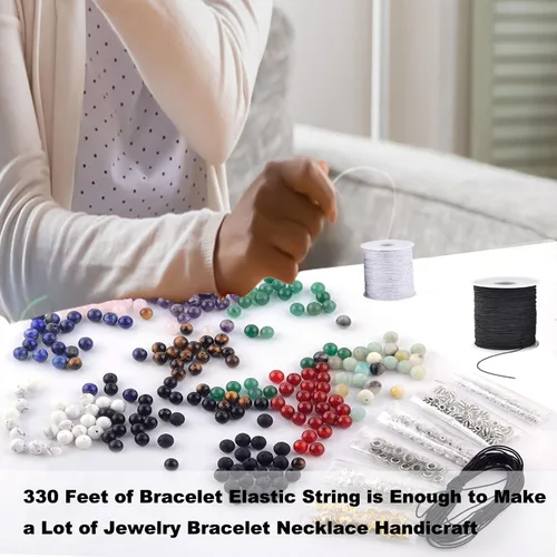 Vista 6 de Elastic Cord for Bracelets, 2 Rolls 1 mm 330 Feet Sturdy Bracelet String, Stretchy Elastic String for Jewelry Making, Necklaces, Beading (Pack of 2)