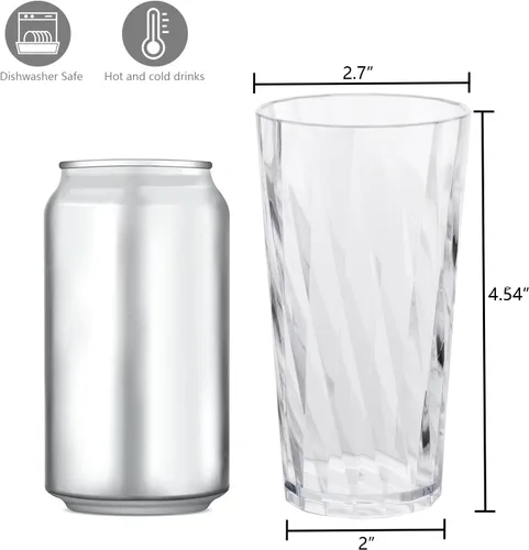 Vista 3 de vasos de plástico irrompibles, juego de 8, vasos de plástico a prueba de roturas, vasos de plástico transparentes, vasos de plástico de 10 oz, aptos
