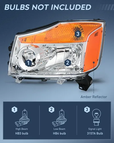 Vista 9 de Nilight Conjunto de faros delanteros compatible con Nissan Titan 2004, 2005