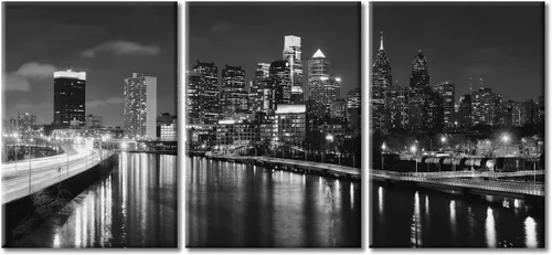 Vista 11 de TUMOVO Cuadros de la ciudad de Nueva York, arte de pared en blanco y negro, 3 paneles, rascacielos del centro de América, impresiones artísticas
