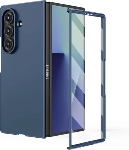 Vista 12 de Ruky Funda para Samsung Galaxy Z Fold 5, cubierta de cuerpo completo con protector de pantalla integrado, soporte de carga inalámbrica de PC duro