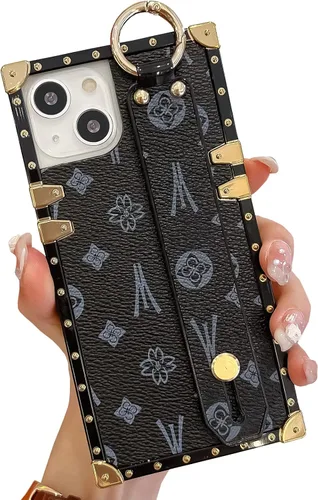 Vista 20 de Funda rectangular de cuero compatible con 11 con correa para pulsera, funda de diseño de lujo para mujeres y niñas, funda protectora con soporte