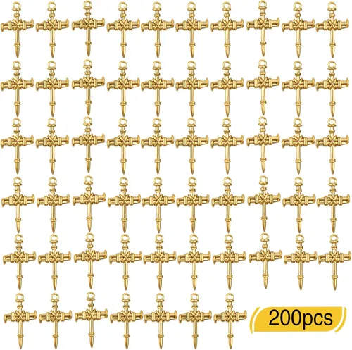 Vista 3 de 50 dijes de cruz de aleación religiosa cristiana Jesús Crucifijo Crucifijo, suministros de manualidades para manualidades, collares, pulseras