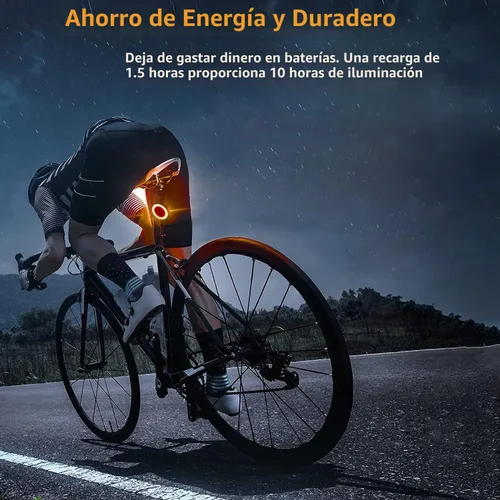Vista 6 de Luz trasera de bicicleta, luz trasera LED recargable para bicicleta de noche, bonitos accesorios de bicicleta, luz trasera brillante