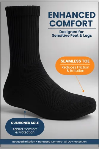 Vista 4 de Calcetines para diabéticos Special Essentials para hombres y mujeres – 12 pares de calcetines para neuropatía sin ataduras que absorben la humedad