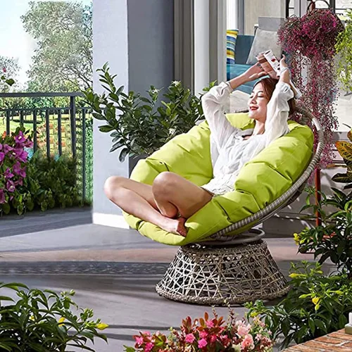 Vista 2 de HUHJYUGE Cojín redondo para asiento de columpio de 16 x 16 pulgadas, cojín colgante para silla de huevo, resistente al agua, para exteriores, tela