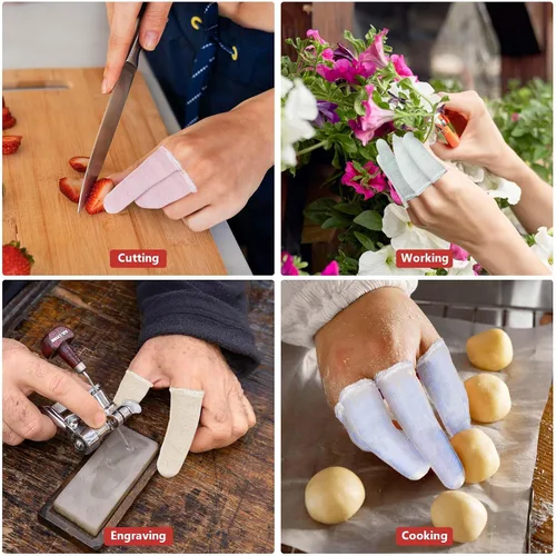 Vista 6 de EORTA, 100 unidades, material de algodón con protectores de dedos elásticos, protectores de dedos, dedos del pie, pulgar, mangas, cómodo