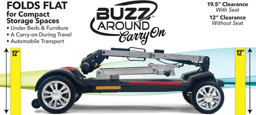 Vista 2 de Golden Technologies Buzzaround - Patinete de movilidad con batería de litio plegable (rojo)