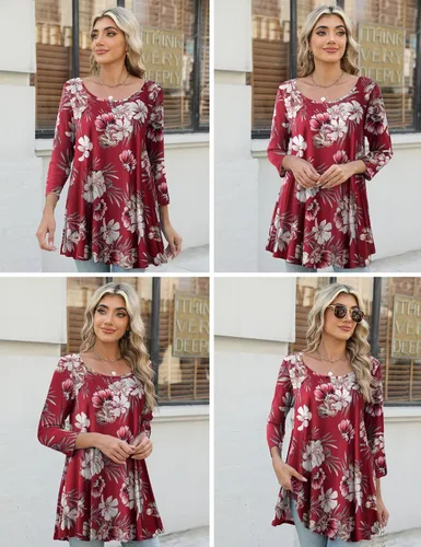 Vista 3 de JollieLovin Camiseta básica de manga 34 para mujer
