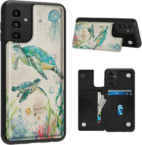 Vista 25 de BVDIKMI Funda para Samsung Galaxy A13 5G con ranura para tarjetero, funda de piel sintética, doble cierre magnético y cubierta duradera a prueba
