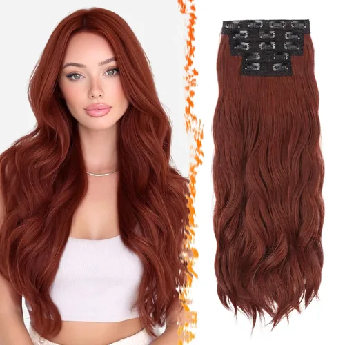 Vista 16 de BARSDAR 24 Inch Synthetic Layered Loose Wavy Black Clip in Hair Extensions
