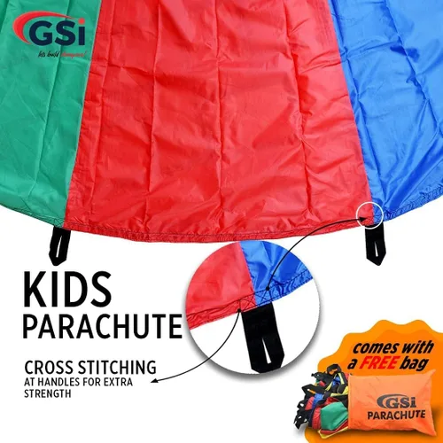 Vista 3 de GSi Paracaídas de juego para niños, paracaídas arcoíris, juego de tienda de campaña para niños, para gimnasia, juego cooperativo y actividades