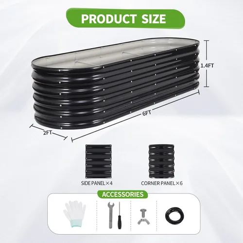 Vista 6 de Cama de jardín elevada galvanizada para exteriores, camas elevadas para jardinería, caja de maceta de metal, kit de cama de jardín elevada de acero