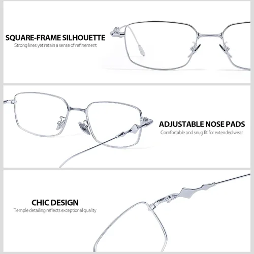 Vista 5 de IGnaef Gafas cuadradas de bloqueo de luz azul para mujer, lentes rectangulares de moda con marco de metal BL1304