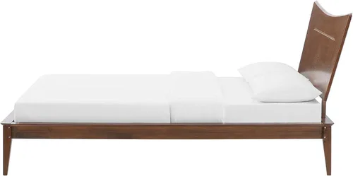 Vista 7 de Marco de cama de plataforma, tamaño King, madera, nogal marrón, contemporáneo moderno, dormitorio principal suite de invitados
