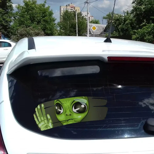 Vista 6 de 2 calcomanías divertidas de vinilo 3D para parachoques de automóvil, calcomanías autoadhesivas de doble cara para autos, ventanas, parachoques