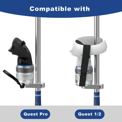 Vista 2 de Mango de palo de golf VR con peso ajustable, accesorio de palo de golf de aluminio para Meta Quest 3Quest 2 y Quest Pro con taza de control móvil