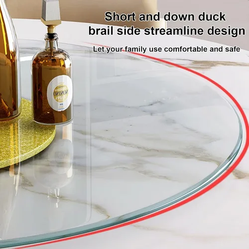 Vista 6 de Plato giratorio redondo de vidrio templado Lazy Susan de 20 pulgadas, bandeja giratoria de vidrio templado, bandeja giratoria transparente, Dorado