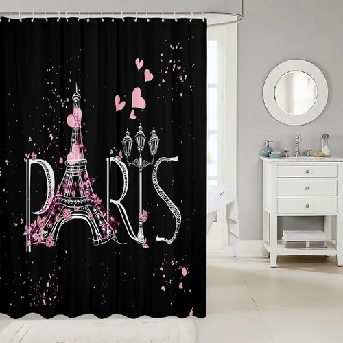 Vista 116 de Feelyou Cortina de ducha con diseño de gato para decoración de baño, bonita cortina de baño para puestos de bañeras, accesorios de baño divertidos