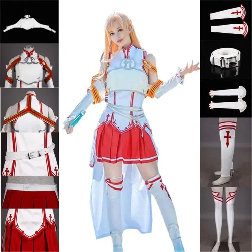 Vista 4 de Disfraz de cosplay de Asuna para mujer, talla estadounidense, color blanco