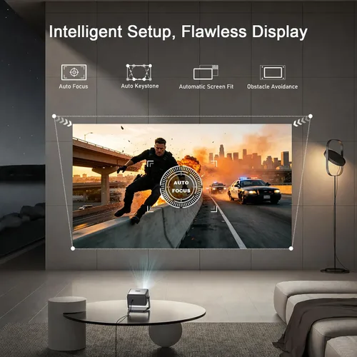 Vista 5 de Voplls Proyector ANSI 4K 4700 con audio Dolby de 60 W y enfoque automático Actualizar gris