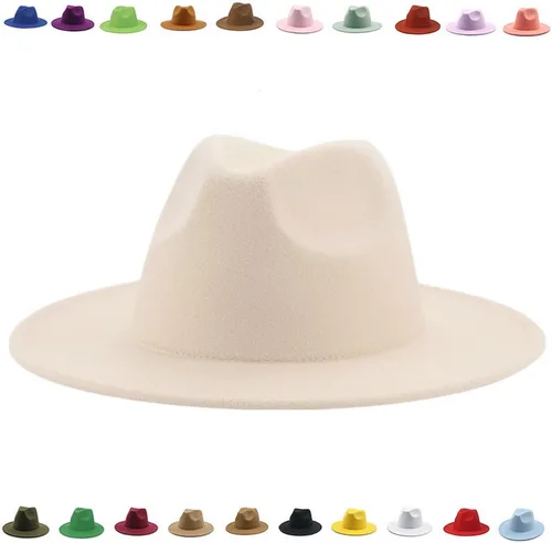 Vista 2 de Faringoto Sombrero Fedora para mujer, sombrero de invierno de lujo para hombre para mujer