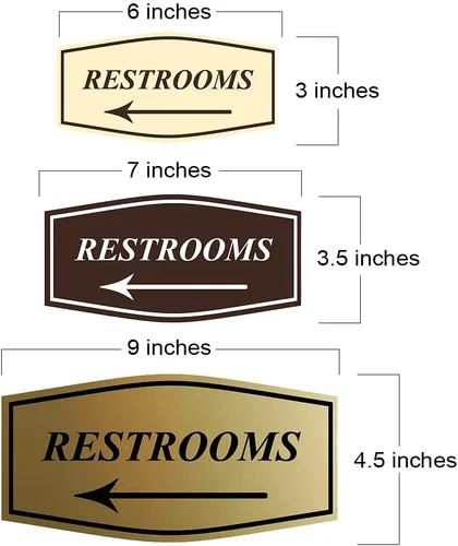 Vista 5 de Fancy Restrooms - Letrero de flecha izquierda (negro), pequeño, 1 paquete