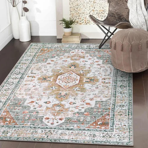 Vista 76 de Moynesa Alfombra ultra fina lavable de 2 x 3 pies, alfombra pequeña de cocina para entrada, interior, antideslizante, tapete vintage para puerta
