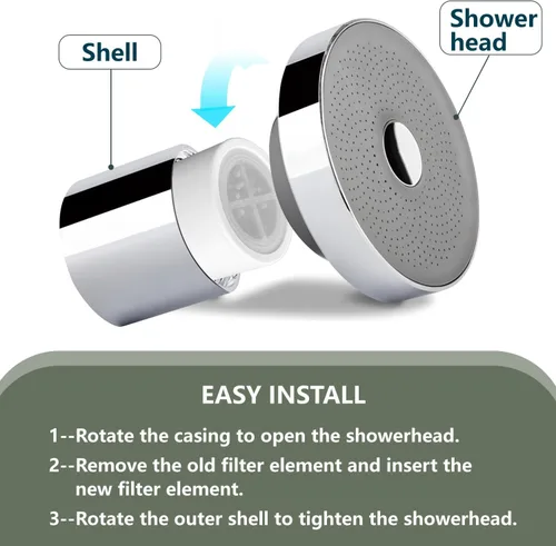 Vista 3 de Filtro de repuesto compatible con cabezal de ducha filtrado JOLIE, filtro de revitalización de alto rendimiento, cartucho de repuesto (3 piezas)