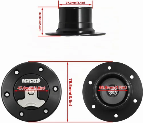 Vista 3 de Billet Tapa de tanque de sobretensión de combustible de aluminio de 1.398 in con 6 agujeros sin ventilación (negro)