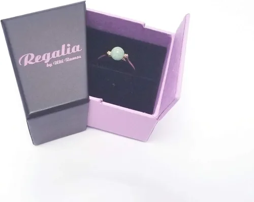 Vista 2 de Regalia by Ulti Ramos 14K Gold Genuine 6mm Green Jade and .02cts Diamond Ring