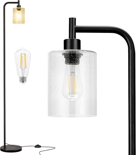 Vista 13 de Ziisee Lámparas de pie para sala de estar - Lámpara de pie con pantalla de vidrio a control remoto, lámpara de pie moderna con bombillas LED