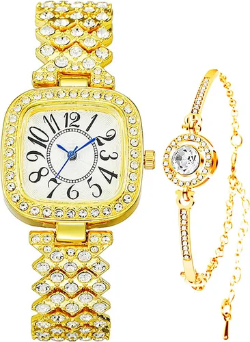 Vista 14 de ADSBIAOYE Reloj cuadrado de diamante vintage de lujo de moda reloj digital de cuarzo para mujer