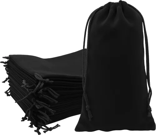 Vista 16 de Mandala Crafts Bolsas de terciopelo negro con cordón de 14 x 14 pulgadas, 10 bolsas grandes de terciopelo con cordón a granel para regalos de fiesta