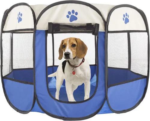 Vista 11 de Corral Petmaker colección Playpen portátil para armar, para mascota Azul claro
