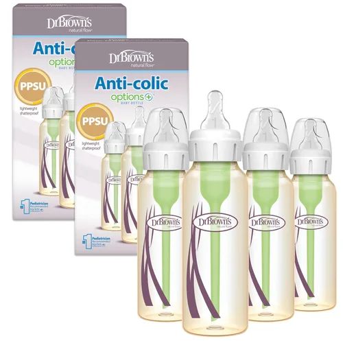 Vista 16 de Dr. Brown's Anti-Colic Options+ Biberón estrecho PPSU, 4 onzas, paquete de Ámbar