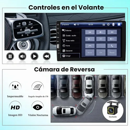 Vista 3 de [Fuluku] Estéreo de coche de 9 "1080P Single DIN con Carplay inalámbrico Android Auto