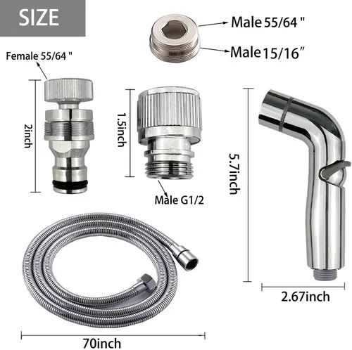 Vista 6 de G-Sunny Kit de rociador de grifo de fregadero de conexión rápida, accesorios de rociador de manguera de fregadero, adaptador de metal desmontable