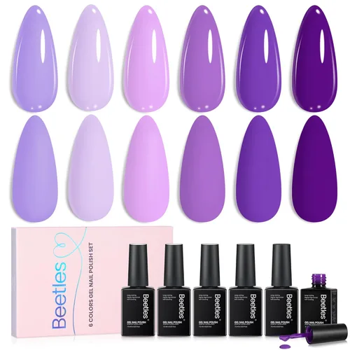Vista 37 de beetles - Juego de esmaltes en gel color borgoña – Berry Merlot 6, ciruela, cereza, moca, rojo, otoño-invierno, morado oscuro, vino púrpura oscuro